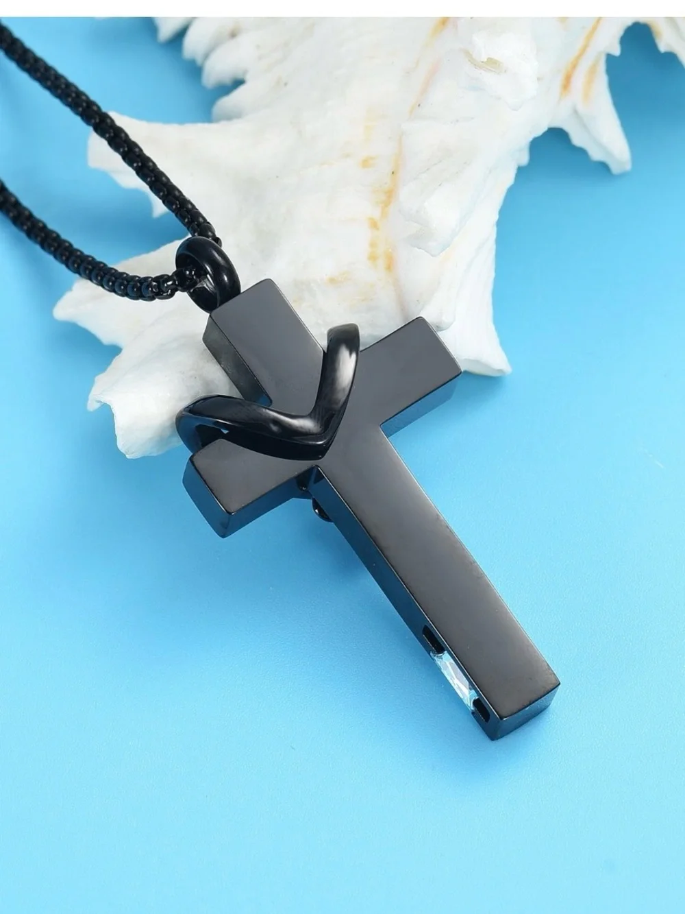 New Birthstone Double Cross Urn Pendant Cremation Jewelry for Ashes Urn Necklace